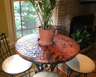 Hammered copper top pub table