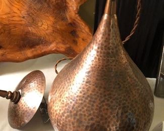 Hammered copper pendant light 