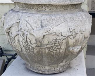 pair of vintage concrete pots