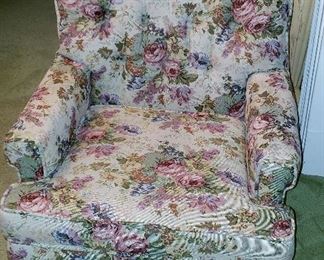 nice  floral  chair and foot stool