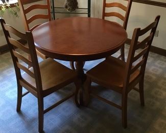 PEDESTAL KITCHEN TABLE WITH 4-LADDER-BACK CHAIRS