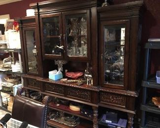 carved wood lane =wall unit china -cabinet/hutch- storage -just wow -will do