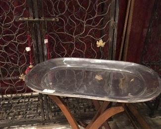 large tray w/ wooded stand