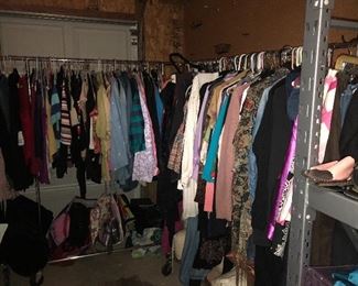 location for these racks of clothes -garage have linens shoes tons of name brands and a nice fridge- and smalls out here