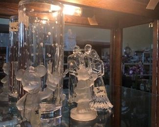 kate spade lorabee dot crystal tall vase- and a few disney friends - with waterford in the background