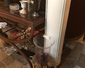 retro looking tall off white lamp =SOLD gold decor w/ glass