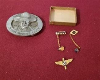 Collectible Tie Tacks and Belt Buckle