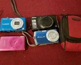 Four Digital Cameras and Case