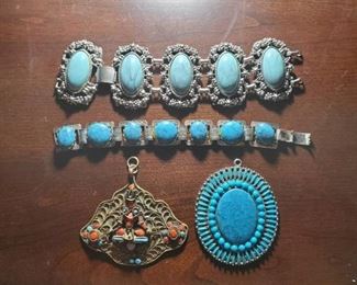 Turquoise Necklace Pendants, Bracelet Pieces
