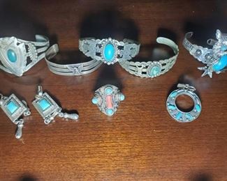 Turquoise Bracelets, Rings, Necklace Pendants
