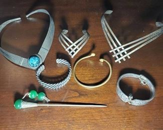 Silver Bracelets, Chokers, Hair Pin