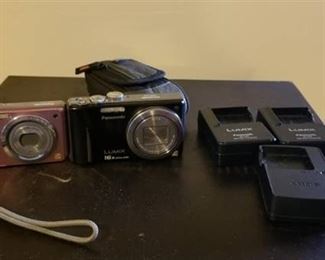 Panasonic Lumix Cameras with Carry Bag and Battery Chargers Black Camera Has a Battery