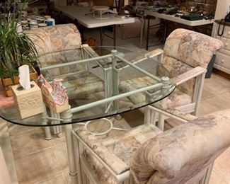 Glass Topped Dining Set with 4 Chairs