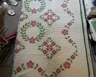 Pink & Green Cross stitch. Circa 1950
66" x 96"