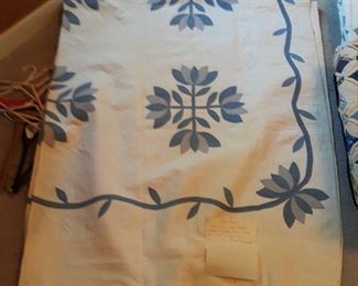 "Blue Rose" pattern quilt. 76" x 98"