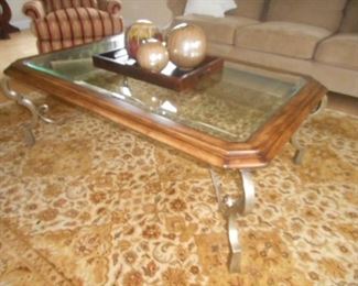 large Coffee Table with beveled glass 
