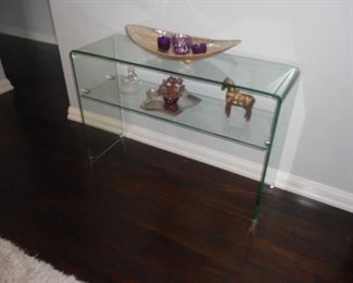 glass table with shelf