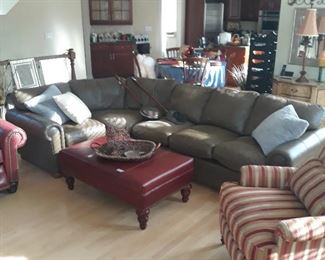 Two piece sectional sofa,  leather