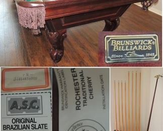 Professional Brunswick Pool Billiard Table with accessories.  Available for immediate purchase