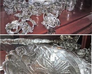Arthur Court frame, napkin rings, candle holders, large bowl