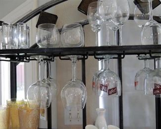 bar glasses, martini set, tools, shakers, ice buckets and stemware