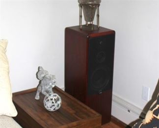 Wood Chest, Speaker and Decorative Items