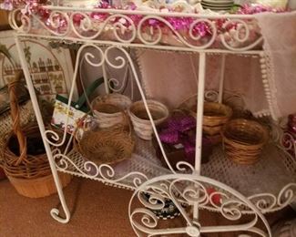 darling white metal tea cart