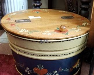large hand painted tub with lid