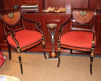 Pair of Unique Chairs and Standing Ashtray