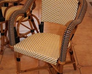 Metal and Glass Kitchen Table with 6 Bamboo Chairs