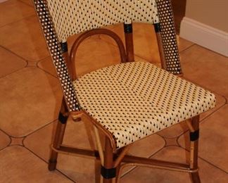 Metal and Glass Kitchen Table with 6 Bamboo Chairs