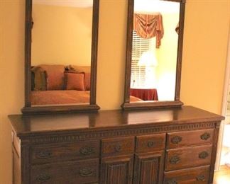 Double Dresser with Pair of Matching Mirrors