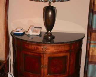 Demi-Lune Cabinet with Tiffany Style Lamp