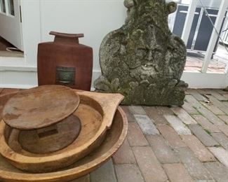 Wood Bowls, Cement sculpture 