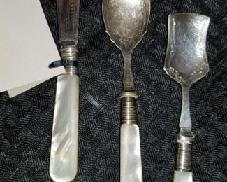 Mother of pearl Handle serving pieces, 