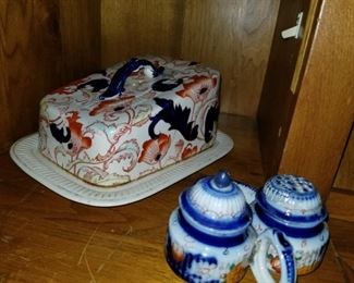  Antique, Ironstone, Gaudy Welsh, Cheese Keeper