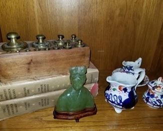 Vintage Weights, vintage Books, Antique 
