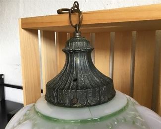 Antique Swag Lamp - painted glass