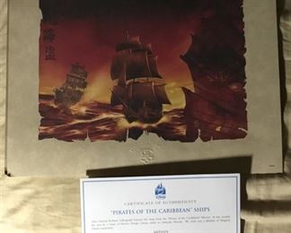 Disney Pirates of the Caribbean lithograph with COA