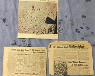 The Moon Landing and misc newspaper clippings