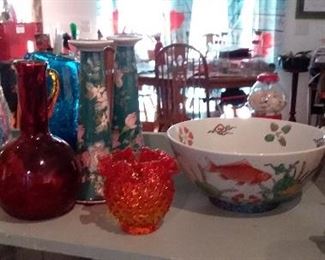 Art glass, ceramics, Hobnail Amberina and more!