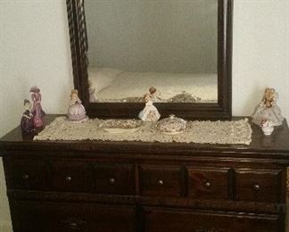 Cherry wood dresser with mirror