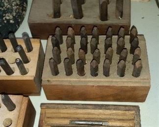 Vintage metal letter stamp sets