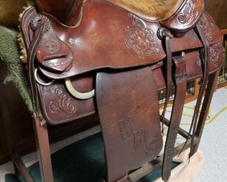 Antique Charley Beals fancy tooled saddle