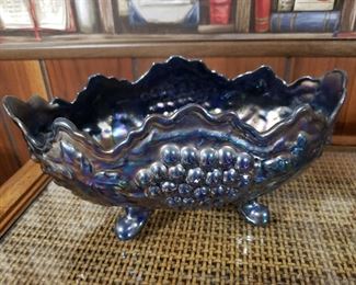 Carnival glass banana bowl