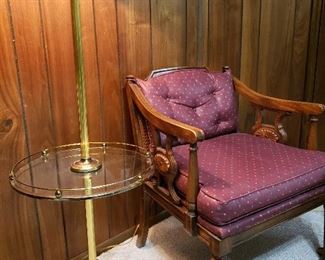 Vintage side chair and brass floor lamp