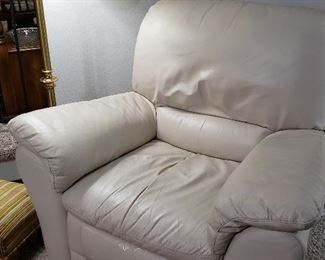 Ivory leather recliner