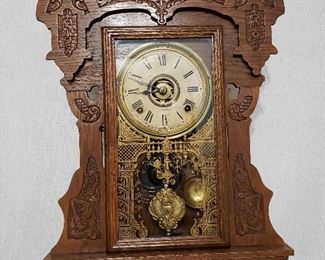 Gorgeous carved oak mantle clock