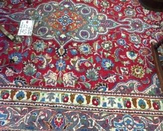 Lovely Iranian wool rug, 9'10"x6'5", high quality with leather strapping on sides