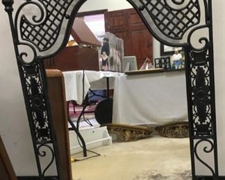 Variety of mirrors: wrought iron framed, 23.5" x 43.25"; framed 27"x39"; vintage 48"x36"; beveled 24"x36"